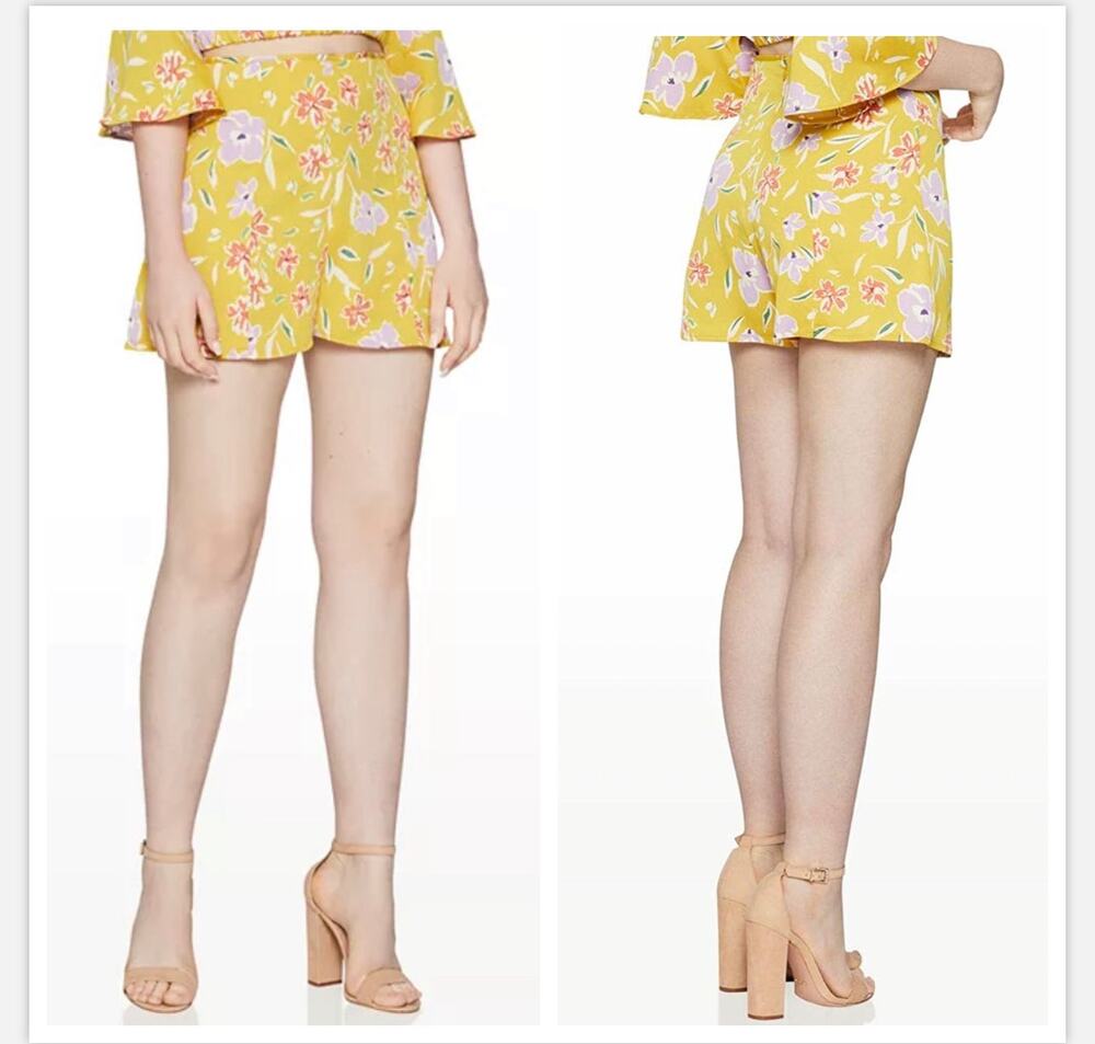 NWT Bcbgeneration Yellow Floral High Waist Shorts